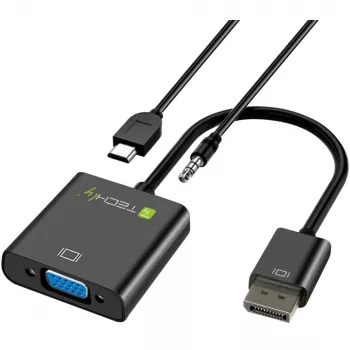 Techly Kabeladapter Konverter HDMI zu VGA mit Micro USB und Audio IDATA HDMI-VGA2AU