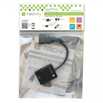 Techly Kabeladapter Konverter HDMI zu VGA mit Micro USB und Audio IDATA HDMI-VGA2AU