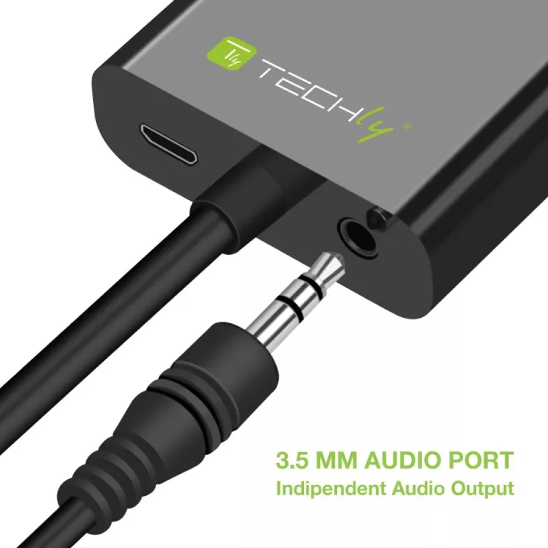Techly Kabeladapter Konverter HDMI zu VGA mit Micro USB und Audio IDATA HDMI-VGA2AU