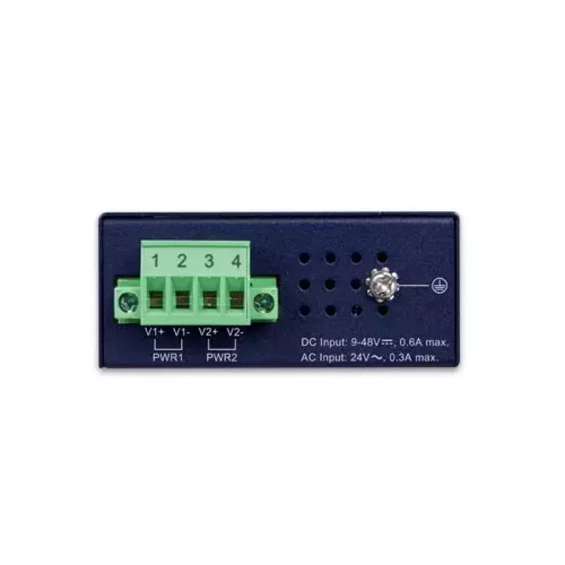 Unmanaged Gigabit Ethernet Switch PLANET IGS-510TF — 4 x 10/100/1000 Mbps, 10 Gbit/s Switching, 9–48V DC, wandmontierbar