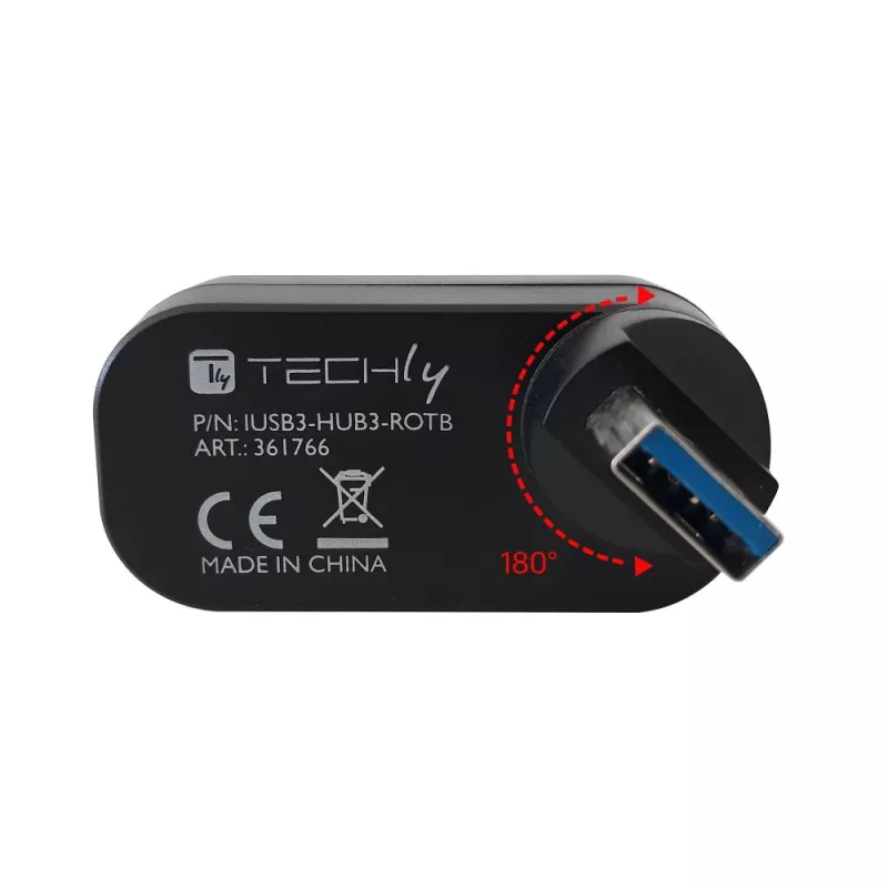 Techly IUSB3-HUB3-ROTB Interface Hub USB 3.2 Gen 1 (3.1 Gen 1) Type-A 5000 Mbit/s Schwarz