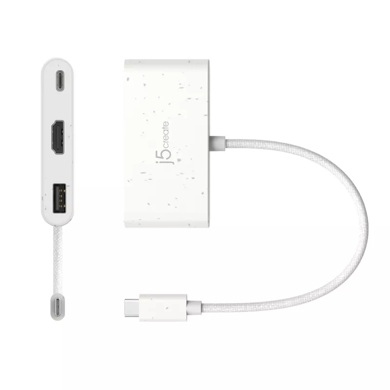 j5create JCA379EW – USB-C® auf HDMI™ & USB™ Typ-A mit Power Delivery