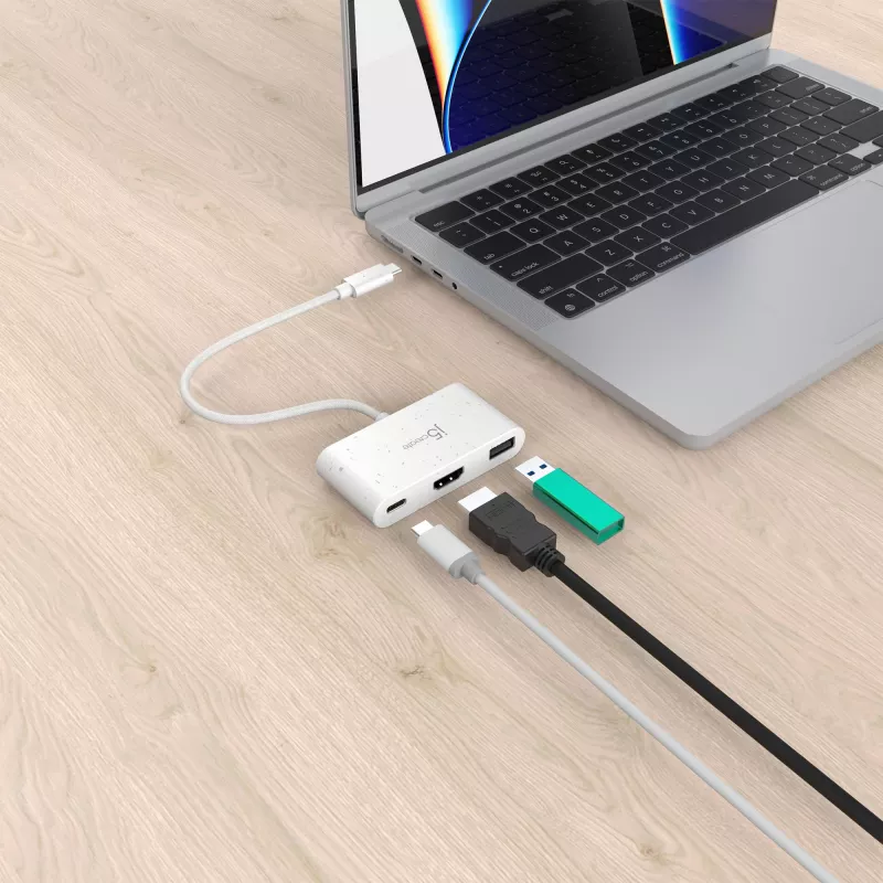 j5create JCA379EW – USB-C® auf HDMI™ & USB™ Typ-A mit Power Delivery