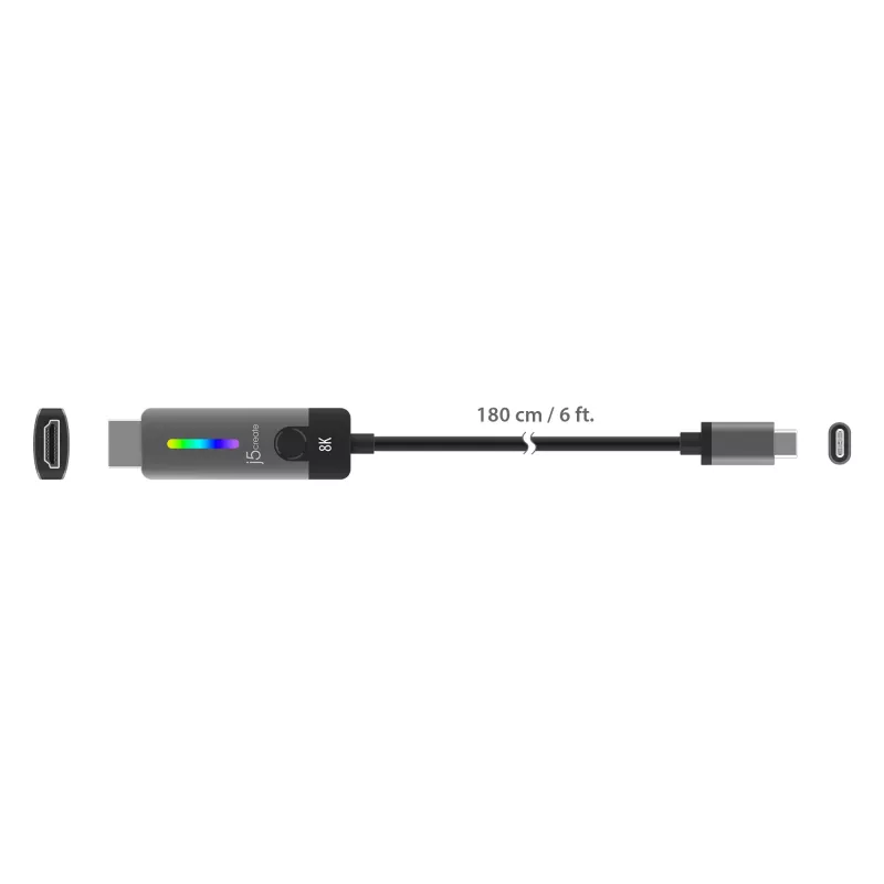 j5create JCC157-N USB-C auf HDMI 2.1 8K Kabel 1,79 m