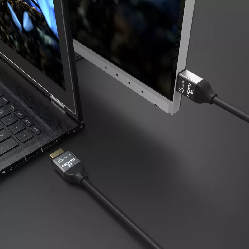 j5create JDC53 Ultra High Speed 8K UHD HDMI™-Kabel, Schwarz und Grau, 2 m