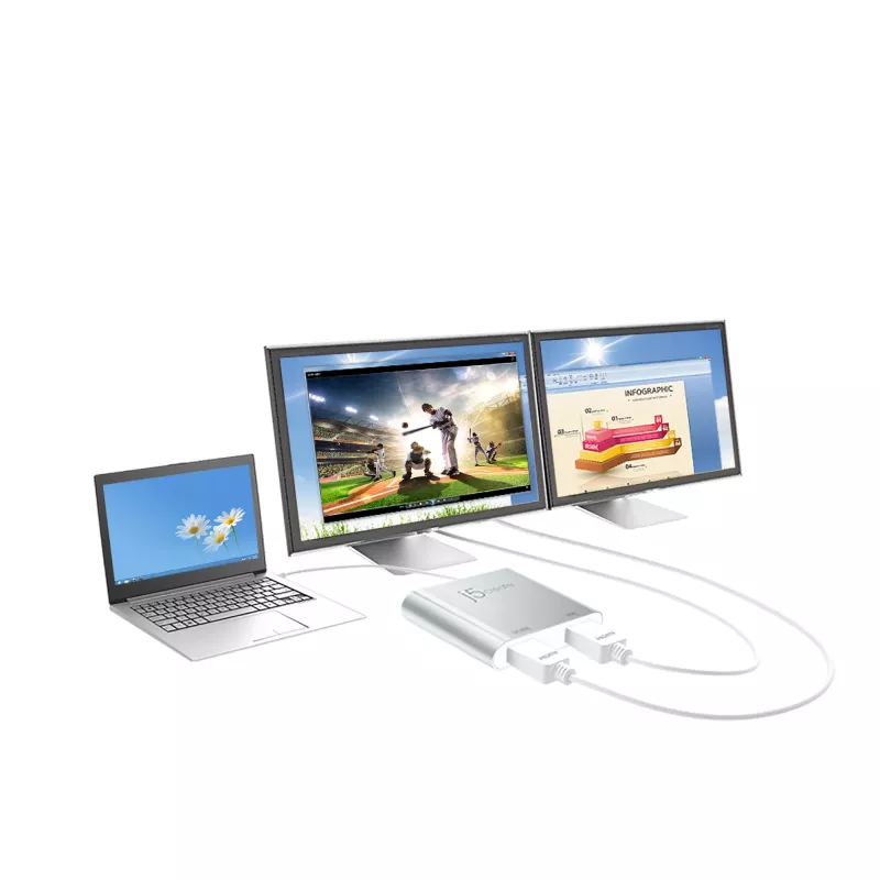 j5create JUA365 USB™ 3.0 zu Dual HDMI Multi-Monitor-Adapter, Silber