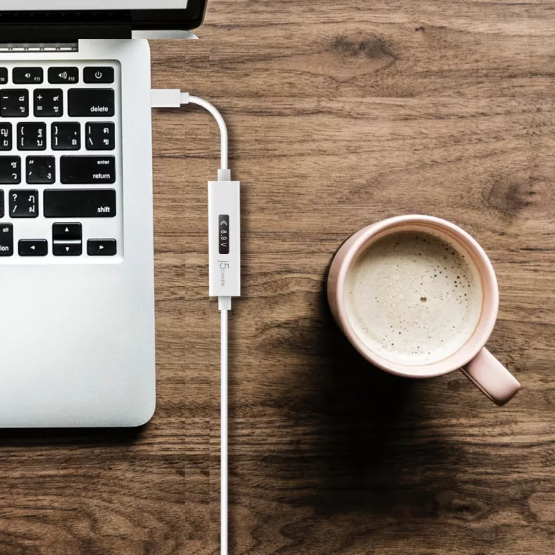 j5create JUCP14 USB-C™ 2.0 auf USB-C™ Kabel mit dynamischem OLED-Leistungsmesser, Weiß, 1,2 m