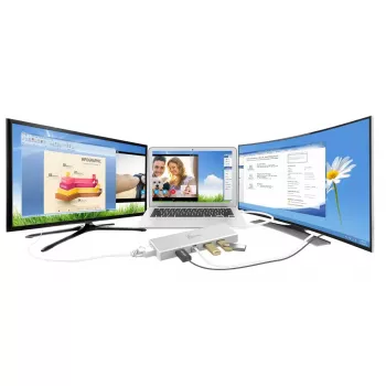 j5create JUD380 USB™ 3.0 Mini Dock, 1x HDMI und 3x USB-Anschlüsse, Silber