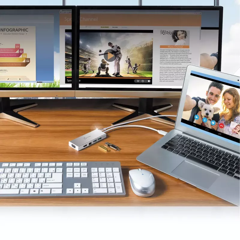 j5create JUD380 USB™ 3.0 Mini Dock, 1x HDMI und 3x USB-Anschlüsse, Silber