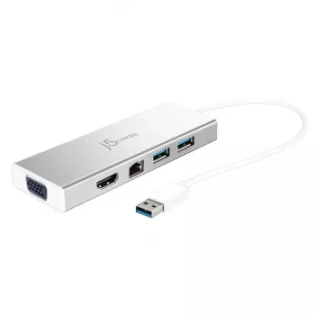 j5create JUD380 USB™ 3.0 Mini Dock, 1x HDMI und 3x USB-Anschlüsse, Silber