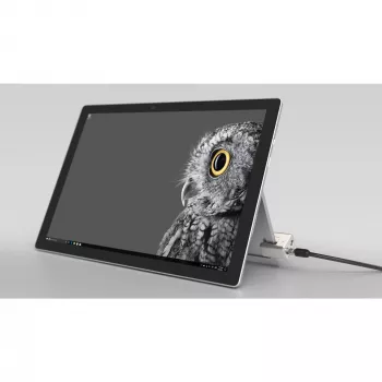 Kensington Schlüsselkabelschloss für Surface Pro und Surface Go, 1,8 m, Kensington, Schlüssel, Kohlenstoffstahl, Schwarz, Silber