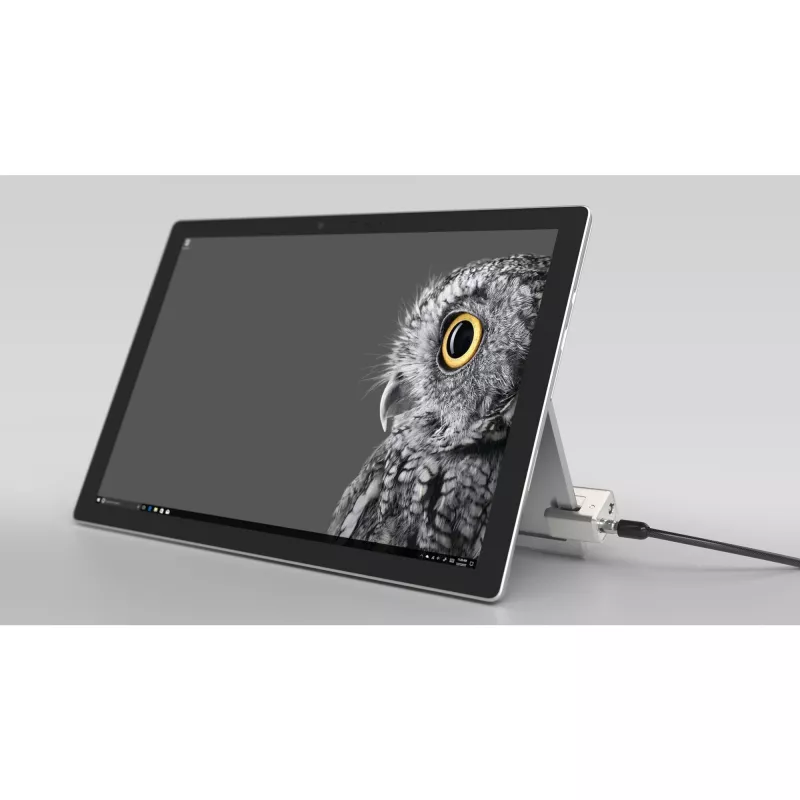 Kensington Schlüsselkabelschloss für Surface Pro und Surface Go, 1,8 m, Kensington, Schlüssel, Kohlenstoffstahl, Schwarz, Silber