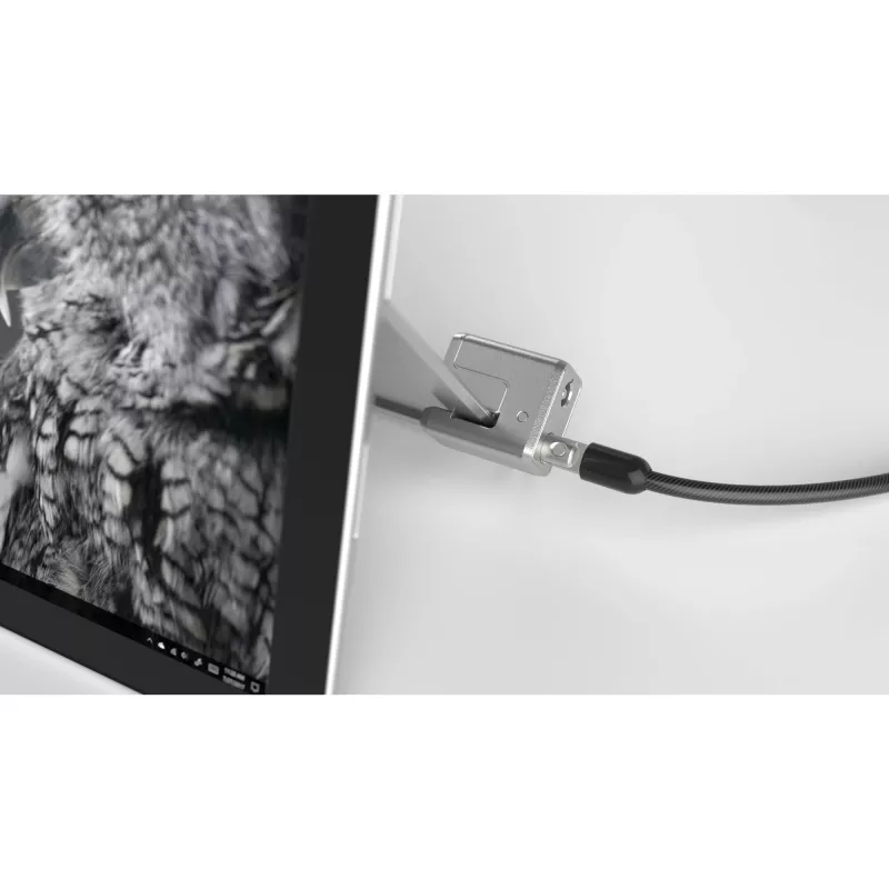 Kensington Schlüsselkabelschloss für Surface Pro und Surface Go, 1,8 m, Kensington, Schlüssel, Kohlenstoffstahl, Schwarz, Silber