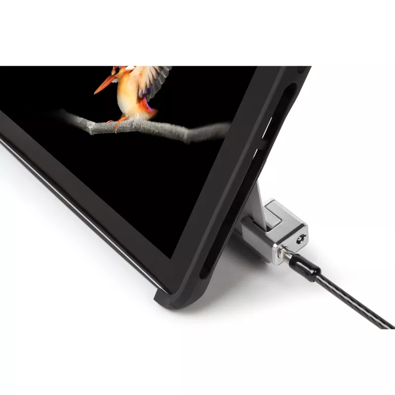 Kensington Schlüsselkabelschloss für Surface Pro und Surface Go, 1,8 m, Kensington, Schlüssel, Kohlenstoffstahl, Schwarz, Silber
