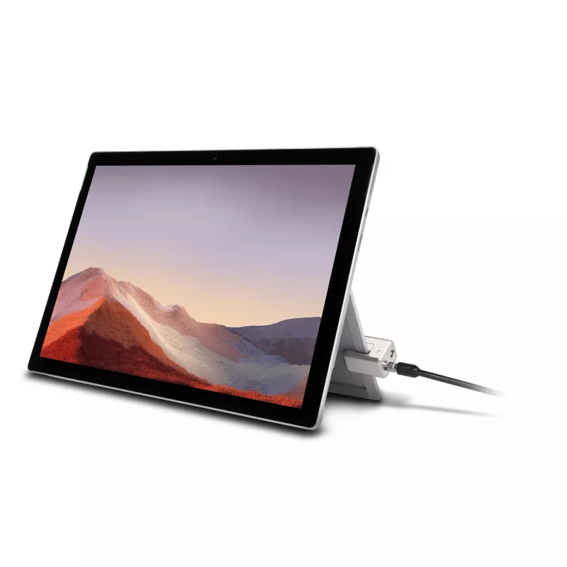 Kensington Schlüsselkabelschloss für Surface Pro und Surface Go, 1,8 m, Kensington, Schlüssel, Kohlenstoffstahl, Schwarz, Silber