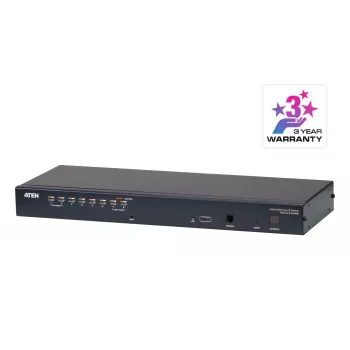 ATEN 8-Port CAT5e/6 KVM-over-IP-Switch, 1920 x 1200 Pixel, Ethernet-LAN, WUXGA, 8,7 W, Schwarz
