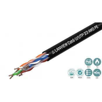 Lanview LVN122151 Netzwerkkabel Schwarz 305 m Cat6 U/UTP UTP 10000 Mbit/s
