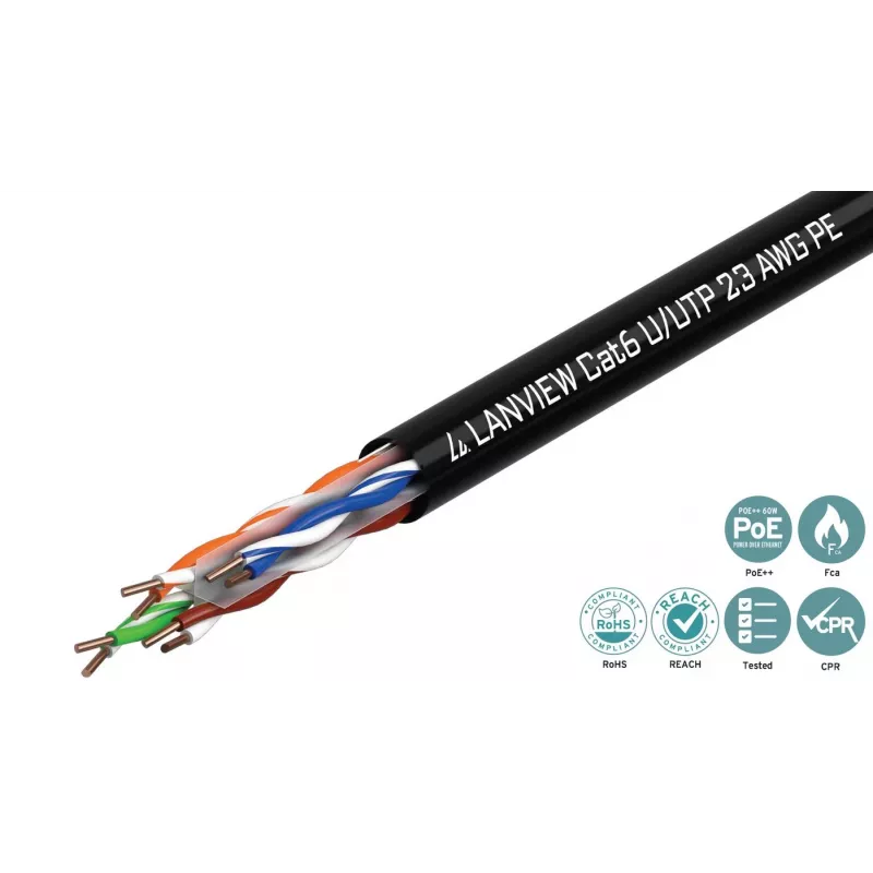 Lanview LVN122151 Netzwerkkabel Schwarz 305 m Cat6 U/UTP UTP 10000 Mbit/s