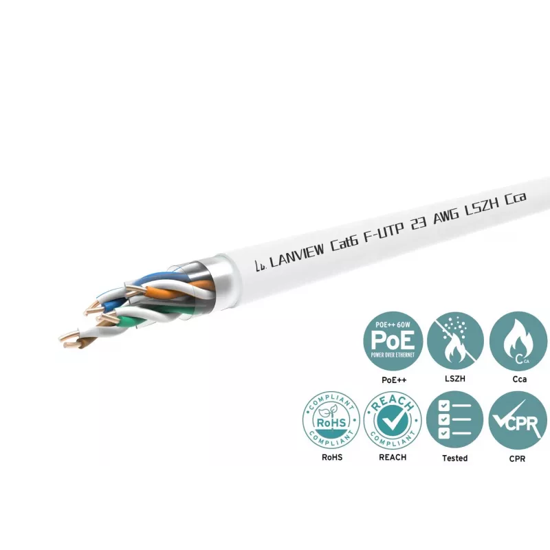 Cat6 F-UTP Netzwerkkabel 4x2xAWG23 LSZH weiß 500m,