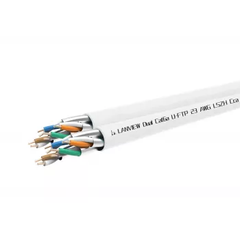Cat6a U-FTP Dual-Netzwerkkabel 4x2xAWG23 LSZH weiß