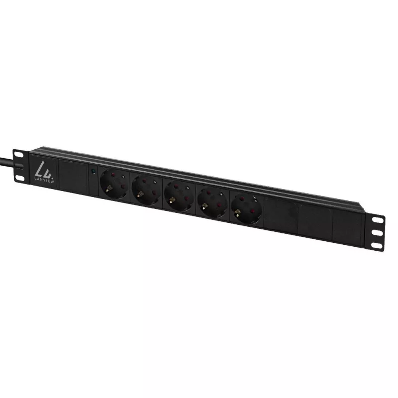 Lanview 19-Zoll Rack-Stromverteiler 1U 10A, 5x Schuko (LVR-3MSCH-LIC-SCH5)
