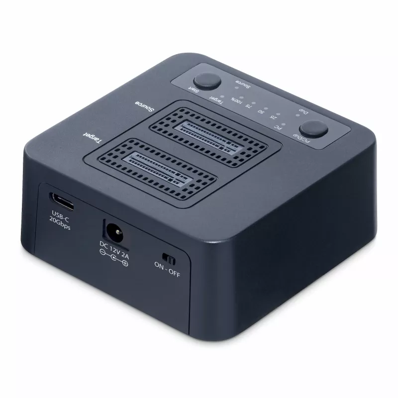 StarTech.com 1:1 M.2 NVMe Drive Duplicator, Standalone M.2 SSD Kloner/Kopierer bis zu 90 GB/min, USB 3.2 20 Gbit/s M.2 Dual-Bay Laufwerksdock, USB-C/A-Kabel im Lieferumfang