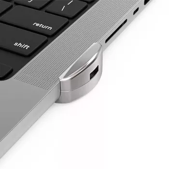 Compulocks Ledge Lock Adapter für MacBook Pro 14 Zoll M1 M2 M3 Schlüsselkabelschloss Silber