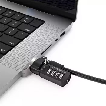 Compulocks Ledge Lock Adapter für MacBook Pro 16 Zoll M1 M2 M3 Kombinationskabelschloss Silber