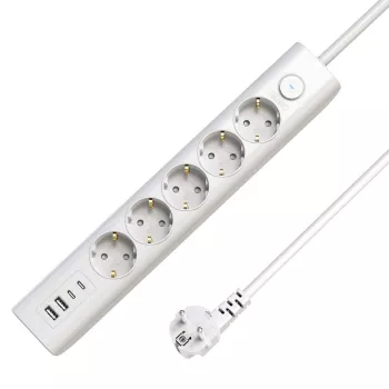 Microconnect 5-fach USB Schuko-Steckdosenleiste mit Ein-/Ausschalter 1,5 m, Weiß