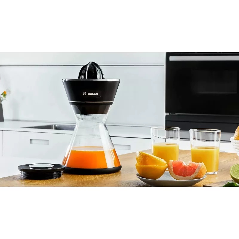 Zitruspresse Bosch MCP72GPB — elektrische Zitruspresse, Edelstahl, 1-Liter-Saftbehälter, schwarz