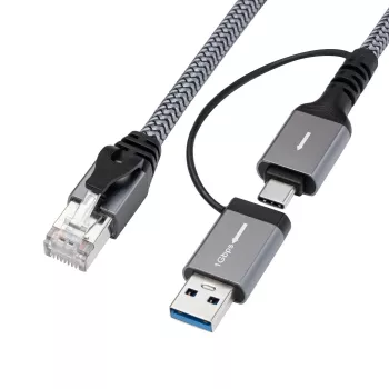 Microconnect CAT6 RJ45 FTP zu USB A-C Adapterkabel, 2 Meter Netzwerkadapter