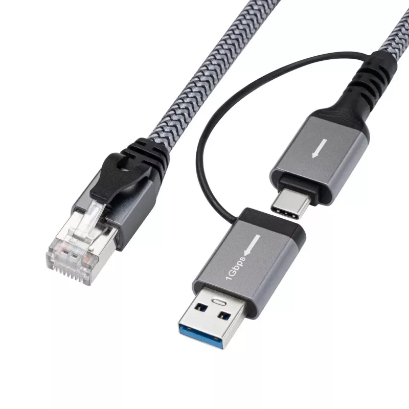 Microconnect CAT6 RJ45 FTP zu USB A-C Adapterkabel, 2 Meter Netzwerkadapter