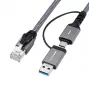 Microconnect CAT6 RJ45 FTP zu USB A-C Adapterkabel, 2 Meter Netzwerkadapter