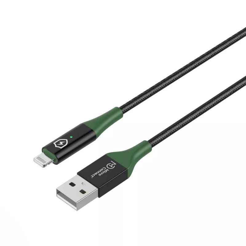 Microconnect MC-SMART USB A-L-2 Lightning-Kabel 2 m Schwarz, Grün