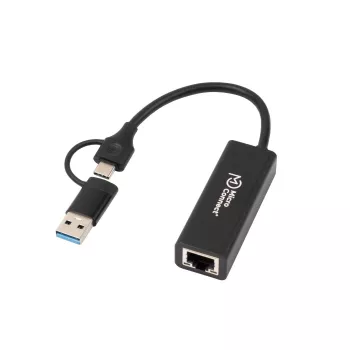 Adapter Microconnect MC-USBACNET1G USB-C auf RJ-45 0,2 m Schwarz