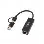 Adapter Microconnect MC-USBACNET1G USB-C auf RJ-45 0,2 m Schwarz