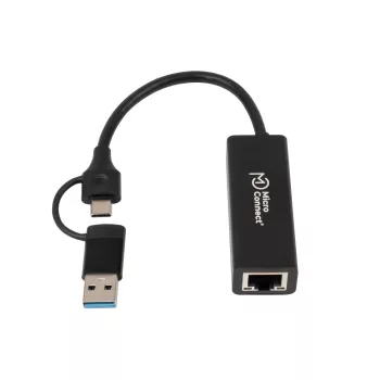 Adapter Microconnect MC-USBACNET1G USB-C auf RJ-45 0,2 m Schwarz
