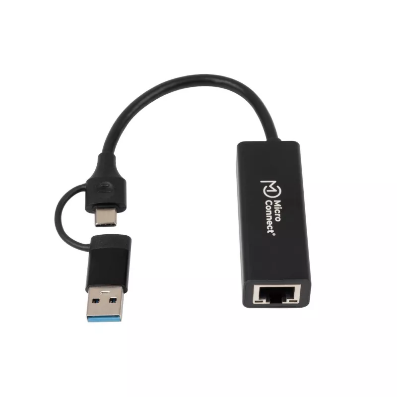 Adapter Microconnect MC-USBACNET1G USB-C auf RJ-45 0,2 m Schwarz