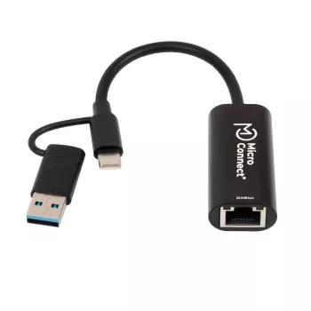 Microconnect MC-USBACNET2.5G Kabeladapter USB C RJ-45 0,2 m Schwarz