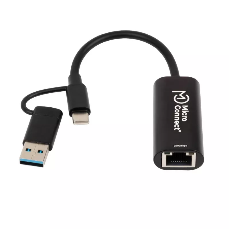 Microconnect MC-USBACNET2.5G Kabeladapter USB C RJ-45 0,2 m Schwarz