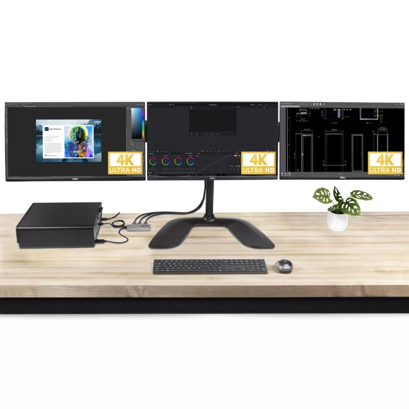 StarTech.com 3-Port MST Hub - DisplayPort auf 3x HDMI, Triple 4K 60Hz Monitore, DP 1.4 Multi-Monitor Video Adapter, 30cm integriertes Kabel, USB-betrieben, nur Windows