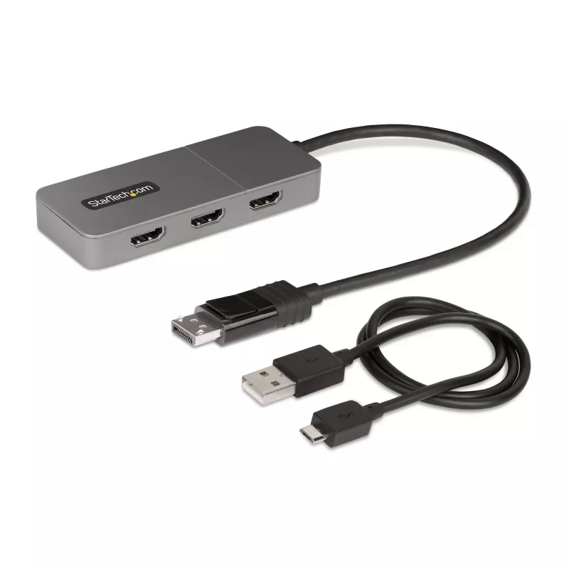 StarTech.com 3-Port MST Hub - DisplayPort auf 3x HDMI, Triple 4K 60Hz Monitore, DP 1.4 Multi-Monitor Video Adapter, 30cm integriertes Kabel, USB-betrieben, nur Windows