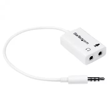 StarTech.com Weißer Headset-Adapter für Headsets mit separaten Kopfhörer-/Mikrofonsteckern – 3,5 mm 4-polig auf 2x 3-polig 3,5 mm M/F