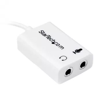StarTech.com Weißer Headset-Adapter für Headsets mit separaten Kopfhörer-/Mikrofonsteckern – 3,5 mm 4-polig auf 2x 3-polig 3,5 mm M/F