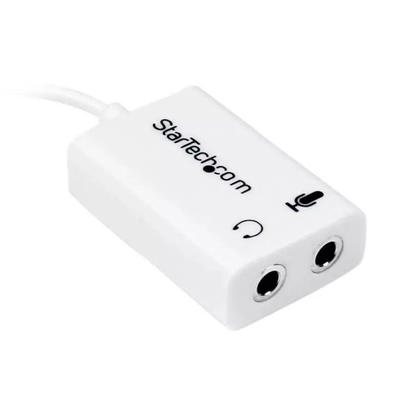 StarTech.com Weißer Headset-Adapter für Headsets mit separaten Kopfhörer-/Mikrofonsteckern – 3,5 mm 4-polig auf 2x 3-polig 3,5 mm M/F