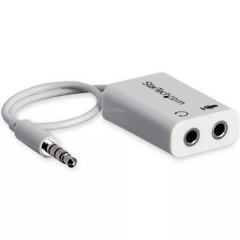 StarTech.com Weißer Headset-Adapter für Headsets mit separaten Kopfhörer-/Mikrofonsteckern – 3,5 mm 4-polig auf 2x 3-polig 3,5 mm M/F
