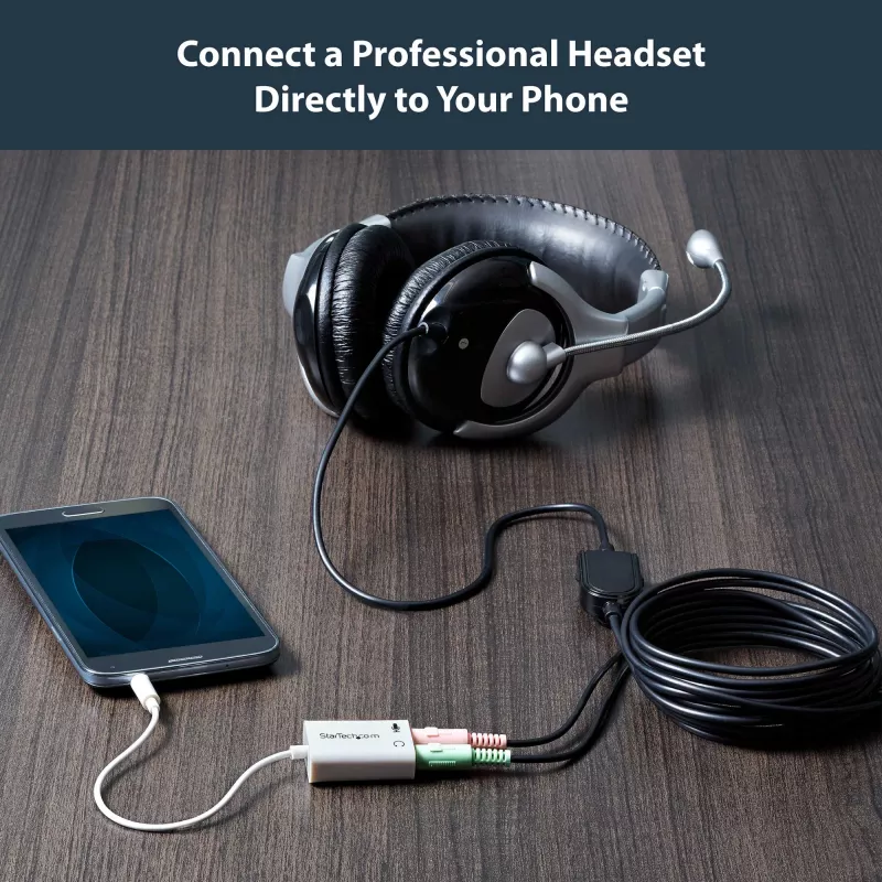 StarTech.com Weißer Headset-Adapter für Headsets mit separaten Kopfhörer-/Mikrofonsteckern – 3,5 mm 4-polig auf 2x 3-polig 3,5 mm M/F