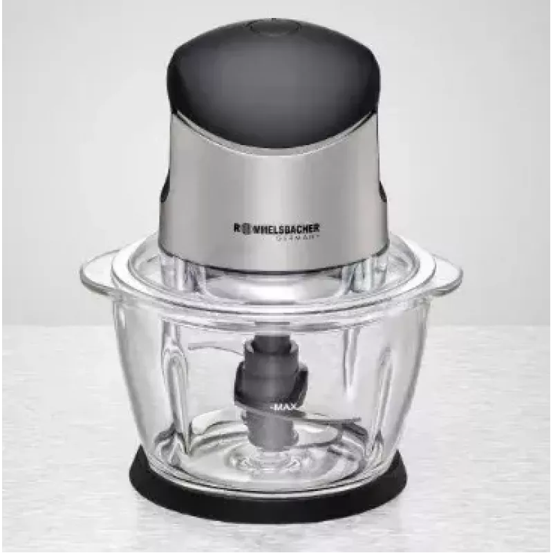 Elektrischer Zerkleinerer Rommelsbacher MZ 400 — 1,0 L Glasbehälter, 400 W, Edelstahl-4‑Flügelmesser, schwarz