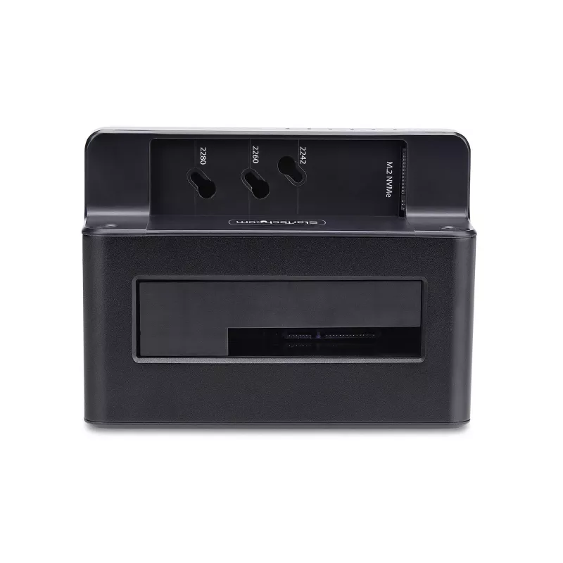 StarTech.com M.2 NVMe auf 2,5/3,5 Zoll SATA-Laufwerksduplizierer, Dual-Bay-Standalone-SSD-Kloner/Laufwerksdock, bidirektional NVMe zu SATA / SATA zu NVMe, bis zu 27 GB/min, TAA