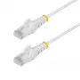 StarTech.com 15m Weiß schlank CAT6 Ethernet-Kabel, rastnasenschutz, 100W PoE, UTP, LSZH, 28AWG reines blankes Kupferkabel, schlank RJ45 Netzwerk-Patchkabel mit Zugentlastung, einzeln getestet